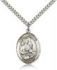 Sterling Silver St. Gerard Majella Pendant, Stainless Silver Heavy Curb Chain, Large Size Catholic Medal, 1" x 3/4"
