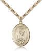 Gold Filled St. Helen Pendant, Stainless Gold Heavy Curb Chain, Large Size Catholic Medal, 1" x 3/4"