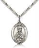 Sterling Silver St. Henry II Pendant, Stainless Silver Heavy Curb Chain, Large Size Catholic Medal, 1" x 3/4"