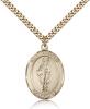 Gold Filled St. Gregory the Great Pendant, Stainless Gold Heavy Curb Chain, Large Size Catholic Medal, 1" x 3/4"