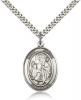 Sterling Silver St. James the Greater Pendant, Stainless Silver Heavy Curb Chain, Large Size Catholic Medal, 1" x 3/4"
