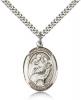 Sterling Silver St. Jason Pendant, Stainless Silver Heavy Curb Chain, Large Size Catholic Medal, 1" x 3/4"
