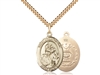 Gold Filled St. Joan Of Arc / Air Force Pendant, SG Heavy Curb Chain, Large Size Catholic Medal, 1" x 3/4"