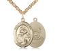 Gold Filled St. Joan Of Arc /Coast Guard Pendant, SG Heavy Curb Chain, Large Size Catholic Medal, 1" x 3/4"