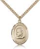 Gold Filled St. John Bosco Pendant, Stainless Gold Heavy Curb Chain, Large Size Catholic Medal, 1" x 3/4"