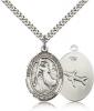 Sterling Silver St. Joseph Of Cupertino Pendant, Stainless Silver Heavy Curb Chain, Large Size Catholic Medal, 1" x 3/4"