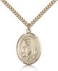 Gold Filled St. Jude Thaddeus Pendant, Stainless Gold Heavy Curb Chain, Large Size Catholic Medal, 1" x 3/4"