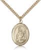 Gold Filled St. Lucia of Syracuse Pendant, Stainless Gold Heavy Curb Chain, Large Size Catholic Medal, 1" x 3/4"