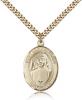 Gold Filled St. Maria Faustina Pendant, Stainless Gold Heavy Curb Chain, Large Size Catholic Medal, 1" x 3/4"
