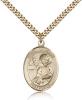 Gold Filled St. Mark the Evangelist Pendant, Stainless Gold Heavy Curb Chain, Large Size Catholic Medal, 1" x 3/4"