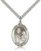 Sterling Silver St. Margaret Mary Alacoque Pendant, Stainless Silver Heavy Curb Chain, Large Size Catholic Medal, 1" x 3/4"
