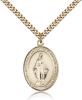 Gold Filled Miraculous Pendant, Stainless Gold Heavy Curb Chain, Large Size Catholic Medal, 1" x 3/4"