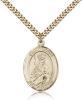 Gold Filled St. Louis Pendant, Stainless Gold Heavy Curb Chain, Large Size Catholic Medal, 1" x 3/4"