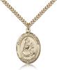 Gold Filled Our Lady of Loretto Pendant, Stainless Gold Heavy Curb Chain, Large Size Catholic Medal, 1" x 3/4"