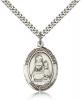 Sterling Silver Our Lady of Loretto Pendant, Stainless Silver Heavy Curb Chain, Large Size Catholic Medal, 1" x 3/4"