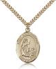 Gold Filled St. Bonaventure Pendant, Stainless Gold Heavy Curb Chain, Large Size Catholic Medal, 1" x 3/4"