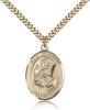 Gold Filled St. Raymond Nonnatus Pendant, Stainless Gold Heavy Curb Chain, Large Size Catholic Medal, 1" x 3/4"