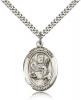 Sterling Silver St. Raymond Nonnatus Pendant, Stainless Silver Heavy Curb Chain, Large Size Catholic Medal, 1" x 3/4"