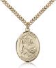 Gold Filled St. Raphael the Archangel Pendant, Stainless Gold Heavy Curb Chain, Large Size Catholic Medal, 1" x 3/4"