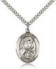 Sterling Silver St. Sarah Pendant, Stainless Silver Heavy Curb Chain, Large Size Catholic Medal, 1" x 3/4"