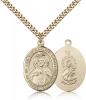 Gold Filled Scapular Pendant, Stainless Gold Heavy Curb Chain, Large Size Catholic Medal, 1" x 3/4"
