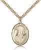 Gold Filled Our Lady Star of the Sea Pendant, Stainless Gold Heavy Curb Chain, Large Size Catholic Medal, 1" x 3/4"