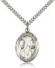 Sterling Silver Our Lady Star of the Sea Pendant, Stainless Silver Heavy Curb Chain, Large Size Catholic Medal, 1" x 3/4"
