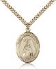 Gold Filled St. Teresa of Avila Pendant, Stainless Gold Heavy Curb Chain, Large Size Catholic Medal, 1" x 3/4"