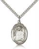 Sterling Silver St. Edith Stein Pendant, Stainless Silver Heavy Curb Chain, Large Size Catholic Medal, 1" x 3/4"