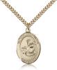 Gold Filled St. Thomas Aquinas Pendant, Stainless Gold Heavy Curb Chain, Large Size Catholic Medal, 1" x 3/4"