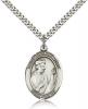Sterling Silver St. Thomas More Pendant, Stainless Silver Heavy Curb Chain, Large Size Catholic Medal, 1" x 3/4"