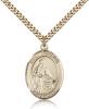 Gold Filled St. Veronica Pendant, Stainless Gold Heavy Curb Chain, Large Size Catholic Medal, 1" x 3/4"