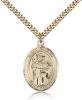Gold Filled St. Casimir of Poland Pendant, Stainless Gold Heavy Curb Chain, Large Size Catholic Medal, 1" x 3/4"