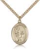 Gold Filled St. Zachary Pendant, Stainless Gold Heavy Curb Chain, Large Size Catholic Medal, 1" x 3/4"