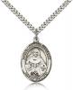 Sterling Silver St. Julie Billiart Pendant, Stainless Silver Heavy Curb Chain, Large Size Catholic Medal, 1" x 3/4"