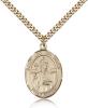 Gold Filled St. Leo the Great Pendant, Stainless Gold Heavy Curb Chain, Large Size Catholic Medal, 1" x 3/4"