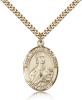 Gold Filled St. Gemma Galgani Pendant, Stainless Gold Heavy Curb Chain, Large Size Catholic Medal, 1" x 3/4"
