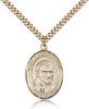 Gold Filled St. Vincent de Paul Pendant, Stainless Gold Heavy Curb Chain, Large Size Catholic Medal, 1" x 3/4"