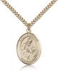 Gold Filled St. Ambrose Pendant, Stainless Gold Heavy Curb Chain, Large Size Catholic Medal, 1" x 3/4"