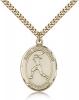 Gold Filled St. Christopher/Softball Pendant, SG Heavy Curb Chain, Large Size Catholic Medal, 1" x 3/4"