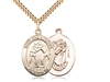 Gold Filled St. Christopher/Wrestling Pendant, SG Heavy Curb Chain, Large Size Catholic Medal, 1" x 3/4"