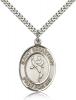 Sterling Silver St. Sebastian Pendant, Stainless Silver Heavy Curb Chain, Large Size Catholic Medal, 1" x 3/4"
