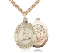 Gold Filled St. Sebastian/Skiing Pendant, SG Heavy Curb Chain, Large Size Catholic Medal, 1" x 3/4"
