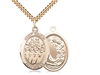 Gold Filled St. Cecilia / Choir Pendant, SG Heavy Curb Chain, Large Size Catholic Medal, 1" x 3/4"
