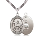 Sterling Silver St. Kateri / Equestrian Pendant, SN Heavy Curb Chain, Large Size Catholic Medal, 1" x 3/4"