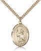 Gold Filled St. Vincent Ferrer Pendant, Stainless Gold Heavy Curb Chain, Large Size Catholic Medal, 1" x 3/4"