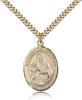 Gold Filled St. Madonna Del Ghisallo Pendant, Stainless Gold Heavy Curb Chain, Large Size Catholic Medal, 1" x 3/4"
