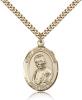 Gold Filled St. John Neumann Pendant, Stainless Gold Heavy Curb Chain, Large Size Catholic Medal, 1" x 3/4"