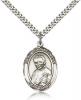 Sterling Silver St. John Neumann Pendant, Stainless Silver Heavy Curb Chain, Large Size Catholic Medal, 1" x 3/4"