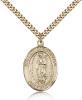 Gold Filled Our Lady of Guadalupe Pendant, Stainless Gold Heavy Curb Chain, Large Size Catholic Medal, 1" x 3/4"